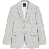 BOSS Veste Slim Fit en lin à carreaux et laine vierge