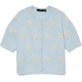 Vero Moda Cardigan 'VMDoffy Intarsia' bleu clair / blanc