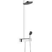 Hansgrohe Colonne de douche Pulsify S 260, 2 jets, technologie EcoSmart, avec tablette de douche ShowerTablet Select 400, finition chromée