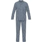 Seidensticker Pyjama long bleu foncé / blanc