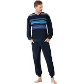 Hajo Pyjama long bleu / bleu marine / turquoise / gris