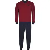 Hajo Pyjama long bleu marine / rouge / rouge vif