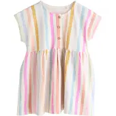 Next Robe bleu ciel / abricot / rose / blanc cassé