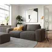 DELIFE Big canapé Lanzo 230x95 cm microfibre brun kaki avec pouf