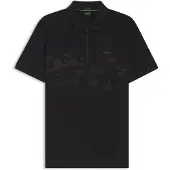 BOSS Polo zippé en coton mélangé avec des graphismes réfléchissants
