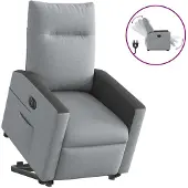 vidaXL Fauteuil relax avec releveur électrique Gris clair Tissu