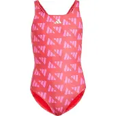 Adidas Maillot de bain de sport 'Logo Graphic V-Back Swimsuit' rose / framboise / blanc