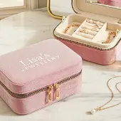 Yoursurprise Boîte à bijoux personnalisée prénom - Rectangulaire - Rose