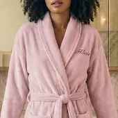 Yoursurprise Peignoir en éponge femme - avec prénom - Rose L/XL