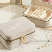 Yoursurprise Boîte à bijoux personnalisée prénom - Rectangulaire - Beige