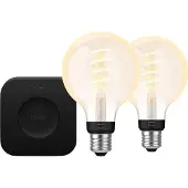 Philips Hue Filament White Ambiance Globe Lot de 2 + Bridge Pro