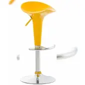 CLP Tabouret de bar Saddle avec assise pivotante en plastique et repose-pieds, jaune