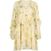 Apricot Robe jaune pastel / jade / corail / blanc cassé