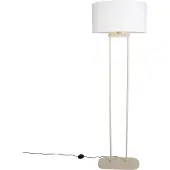 QAZQA Lampadaire beige avec abat-jour ovale blanc lin 50cm - Thijmen