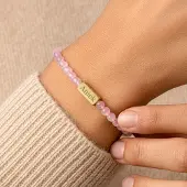 Yoursurprise Bracelet quartz rose personnalisé - S - 4mm - Or