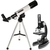 Byomic Ensemble de microscope et téléscope pour débutants dans une mallette