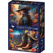 Bluebird Puzzle Jeu de pose Far West Cowgirl et Boots 2x500 pièces