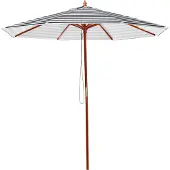 Beliani Parasol Avec Pied Central En Bois Et Toile Rayée Blanche Et Noire