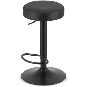 Leobert Tabouret De Bar - - Rojst - Simili Cuir Noir/Base Noire - 38 X 38 X 62,5-83 Cm