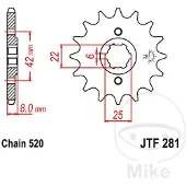 JT Sprockets Pignon de mécanisme de verrouillage JTF281,15
