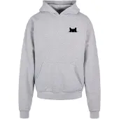 Mc Clothes Sweat-shirt 'Halloween - Cat' gris clair / noir