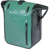 Basil Sacoche de vélo Rivo M, sac individuel de 12 à 15 litres, couleur argent-vert-noir, avec système de fixation MIK.