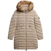 Superdry pour femme. W5011999A Manteau Fuji Faux beige (S), Casuel, Polister recyclé, Durable