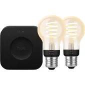 Philips Hue Filament White Ambiance Standard Lot de 2 + Bridge Pro