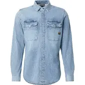 G-Star pour homme. D29312-D252-H090 Marine Denim Slim Slim Shirt blue (M), Bleu, Casuel, Coton, Manche longue