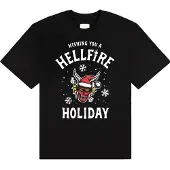 Netflix Hommes, T-shirt, Stranger Things - Wishing You A Hell Fire, Noir, (S)