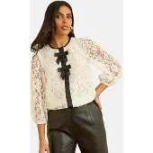 Love & roses Chemisier beige clair / noir