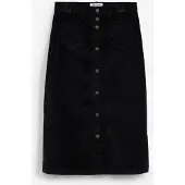 Bonprix Jupe midi extensible en velours côtelé avec patte de boutonnage