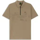 BOSS Polo zippé en coton mélangé avec des graphismes réfléchissants