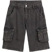 Bonprix Bermuda cargo en jean à taille élastiquée, loose