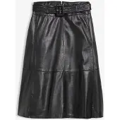 Bonprix Jupe en cuir d’agneau nappa avec ceinture (ens. 2 pces)