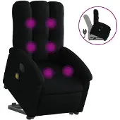 vidaXL Fauteuil de massage avec releveur Noir Tissu