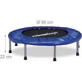 Relaxdays Trampoline d'intérieur , Ø 95 cm, mini-trampoline pliable jusqu'à 100 kg, sport et gymnastique, trampoline de fitness, bleu