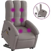 vidaXL Fauteuil de massage avec releveur Taupe Tissu