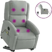 vidaXL Fauteuil relax massant électrique releveur 86 x 71 x 99 cm Velours gris clair