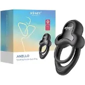HoneyPlayBox Box Anello - Anneau vibrant pénien et scrotal à commande par application, pour hommes (noir)