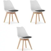 Leobert Chaise MARK noir et blanc / pieds naturels x 3
