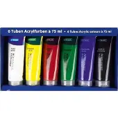 Stylex Peintures acryliques, lot de 6 (75 ml)