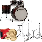 Sonor AQ2 22 5pc Drum Kit With Hardware & Throne Brown Fade
