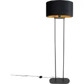 QAZQA Lampadaire noir avec abat-jour ovale noir 50cm - Thijmen