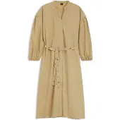BOSS Robe-chemise en popeline de coton avec ceinture à œillet