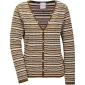 MADELEINE Cardigan marron / jaune pastel / blanc perle