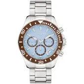 s.Oliver Montre à affichage analogique bleu clair / marron / argent