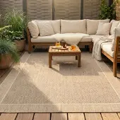 FRAAI Tapis d'extérieur en jute - Fora Edge Naturel | 80x150 cm | Rectangulaire | Tissage plat