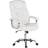 Beliani Chaise de bureau beige clair en cuir synthétique pivotante avec roulettes, hauteur d'assise réglable, bureau, bureau