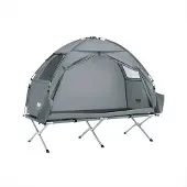 SoBuy OGS32-II-HG 1 personne 4in1 Tente sur pilotis avec sac à roulettes Lit de camping étanche sans matelas Tente de pêche 193x188x145cm jusqu'à 180 kg